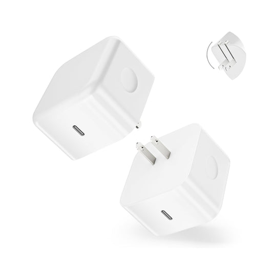 Apple 17e Charger Block Adapter,2Pack 40W USB C Charger Block Dynamic Power Adapter Foldable iPhone Plug with 60W Max Fast Charging for iPhone 17