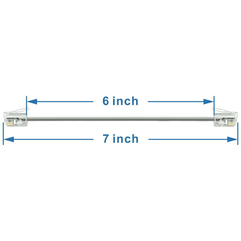 NECABLES 4Pack 6 Inch Short Telephone Cord Phone Cable Wall Phone Cord for Landline RJ11 6P4C Male to Male