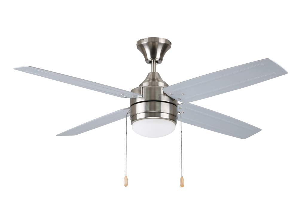 Litex Industries AK52BNK4L Litex Aikman Contemporary 52”Ceiling Fan Brushed Nickel Finish with 4 ABS Blades, UL Rated for Damp Locations 70 inch x 72