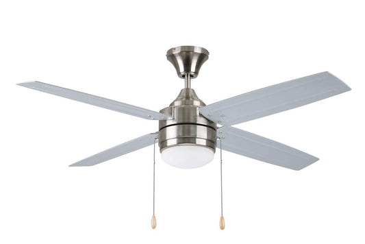 Litex Industries AK52BNK4L Litex Aikman Contemporary 52”Ceiling Fan Brushed Nickel Finish with 4 ABS Blades, UL Rated for Damp Locations 70 inch x 72
