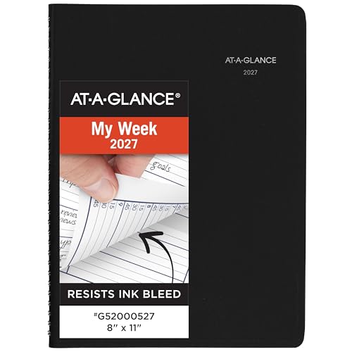 AT-A-GLANCE 2027 Appointment Book Planner, Weekly, 8" x 11", Quarter-Hourly, DayMinder, Black (G5200027)
