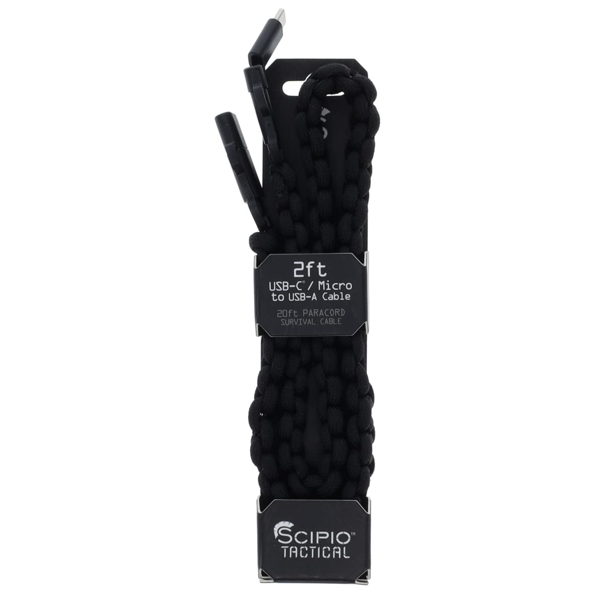 Scipio STPARADROID 2Ft Paracord Cell Phone Charging Cord Micro and USB-C(R) to USB Cable - 20ft Survival Cable Gamer Charging Cord Android Power Cord
