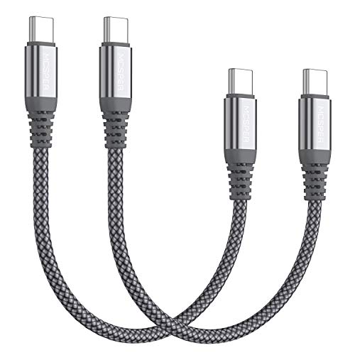 Short USB C to USB C 60W Cable(2 Pack 0.5Ft), Type C Fast Charging Nylon Braided Cord Compatible with iPhone 16/15 Pro/15 Pro Max Android Samsung