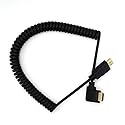 Seadream 4K Coiled HDMI Cable,Spring Spiral Left Angle HDMI Male to Male Converter Adapter Cable, Support 3D 4K, Stretched Length Up to 7.8FT