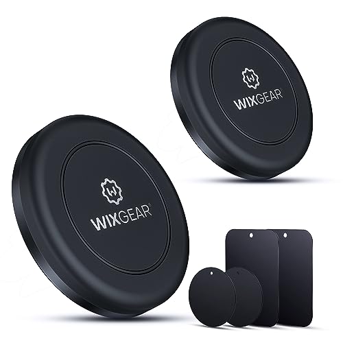 WixGear Universal Flat Stick On (2 Pack) Dashboard Magnetic Car Mount Holder for Cell Phones and Mini Tablets with Fast Swift-Snap Technology - Extra