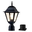 Windben Outdoor Post Light,Waterproof Cast Aluminium Lamp Post Light Fixture,Post Lantern with Pier Mount Base,Matte Black,16.5in,Suitable