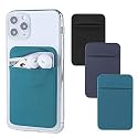 3Pack Cell Phone Card Holder for Back of Phone,Stretchy Stick on Wallet Pocket Credit Card ID Case Pouch Sleeve Self Adhesive Sticker for iPhone
