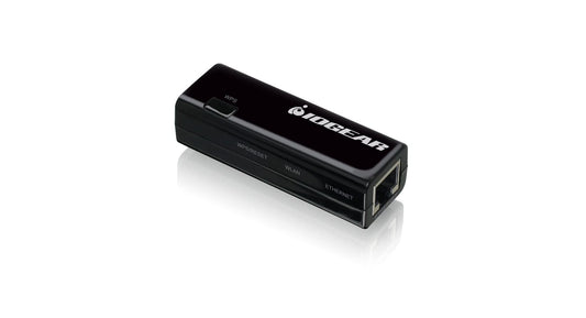 IOGEAR Universal Ethernet to Wi-Fi N Adapter - Speeds of up to 300Mbps on 2.4GHz - Push-button Wi-Fi Protected Setup (WPS) - Supports WEP, WPA, WPA2