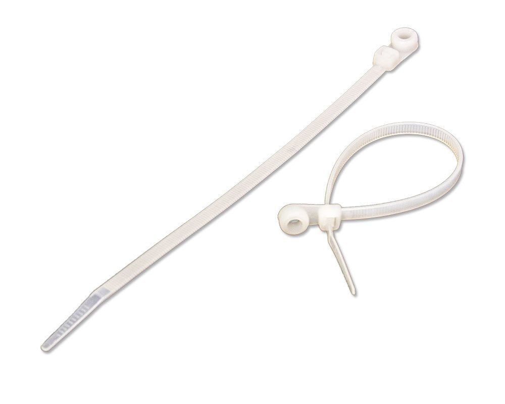 NavePoint 8 Inch Mount Head Screw Cable Wire Zip Tie 50 lbs Natural White 100 Pack Lot Pcs