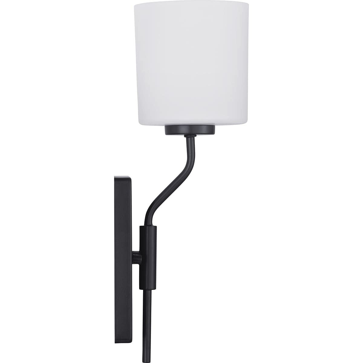 Progress Lighting Tobin Collection 1-Light Etched White Glass Modern Bath Vanity Light Matte Black