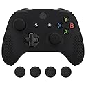 eXtremeRate PlayVital Soft Anti-Slip Silicone Controller Cover Skins Thumb Grips Caps Protective Case for Xbox One X/S Controller (Model 1708)- Black