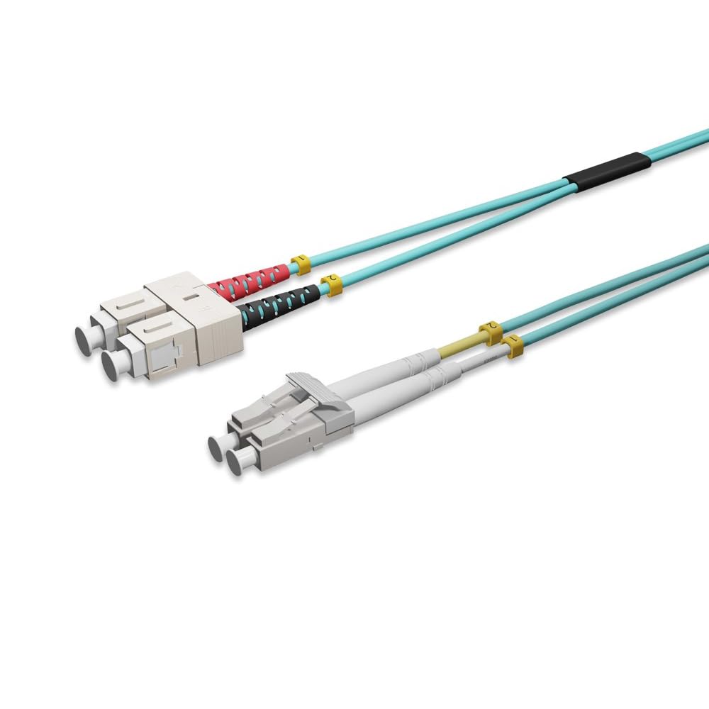 CableWholesale LC to SC OM4 Multimode Duplex Fiber Patch Cord, 3m/10ft