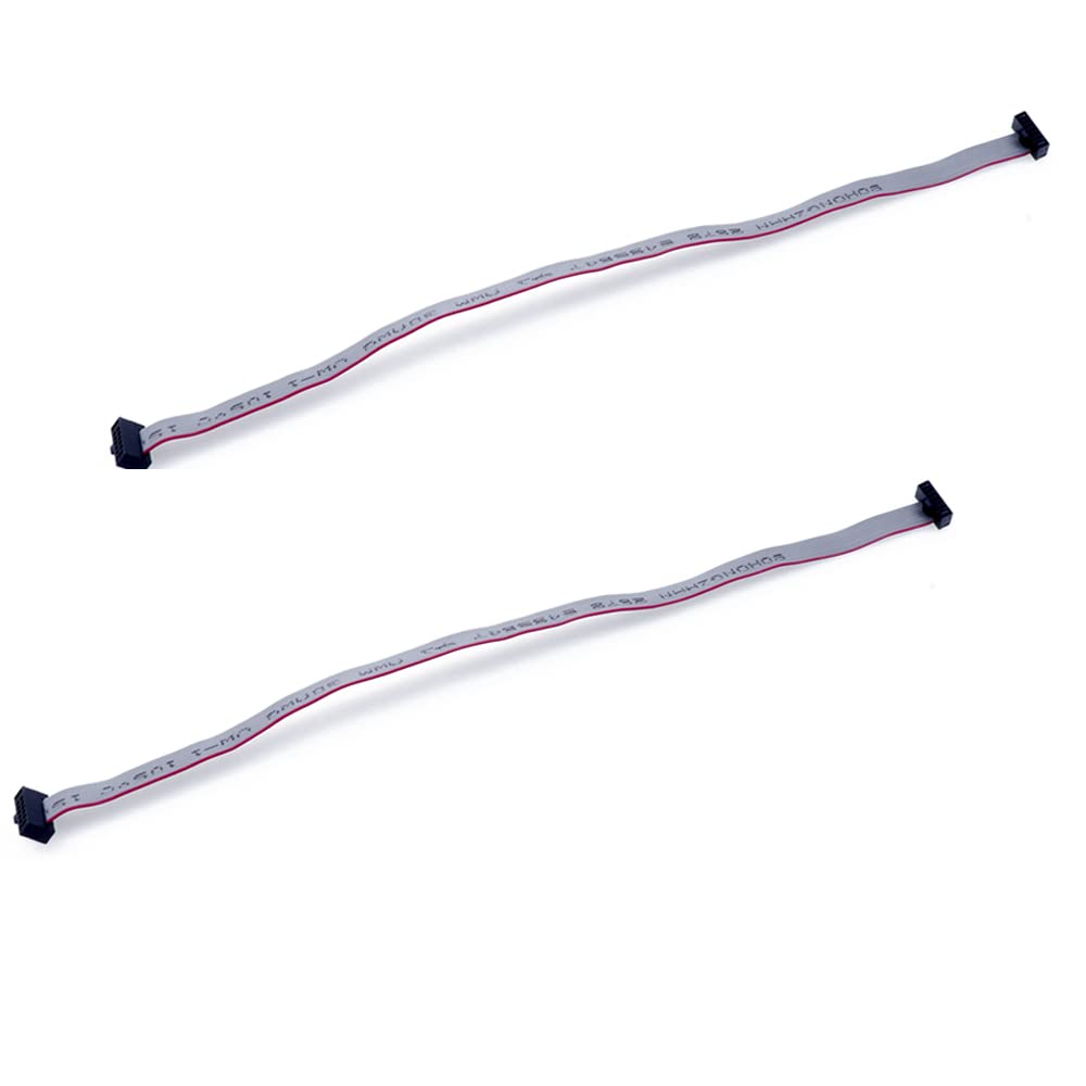 Treedix 2PCS IDC Ribbon Connector Flat Ribbon Cable Jtag Cable 1.27mm Pitch 2 Row 10 Pins Connector Female to Female Wires SWD Cable Length 200mm/7.87