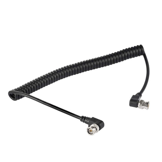 Superbat BNC Cable Coiled 3G/HD SDI Cable 3ft 75 Ohm BNC Jumper Right Angle for Cameras and Video Equipment?Support HD-SDI/3G-SDI?SDI Cord