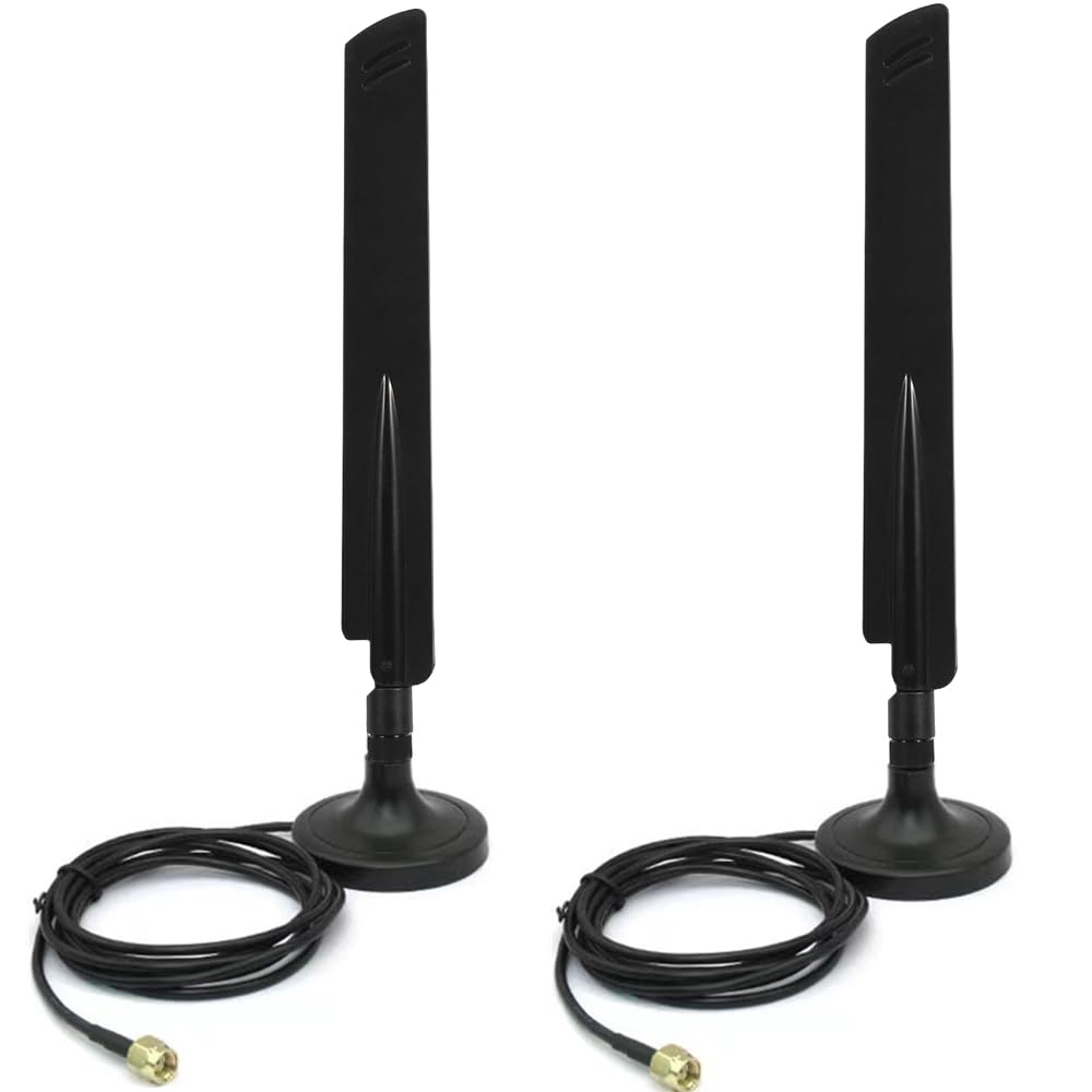 10dBi Dual Band 6E 6GHz 2.4GHz 5GHz RP-SMA WiFi Antennae with Extension Cable Magnetic Base for PC Desktop Computer PCI PCIe Bluetooth WiFi 6E Card