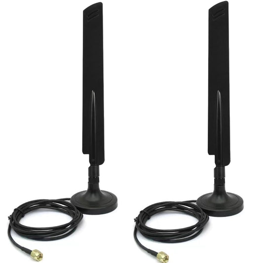 10dBi Dual Band 6E 6GHz 2.4GHz 5GHz RP-SMA WiFi Antennae with Extension Cable Magnetic Base for PC Desktop Computer PCI PCIe Bluetooth WiFi 6E Card