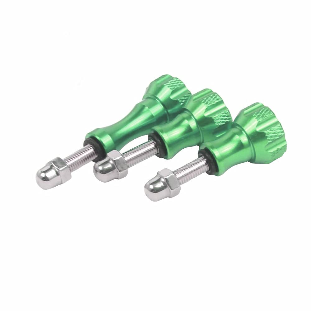 NovelGoal CNC Aluminum Long Short Thumb 3pcs Knob Bolt Nut Adapter Screws Compatible with Go-pro Hero 8 7 6 5 4 Connector (Green)
