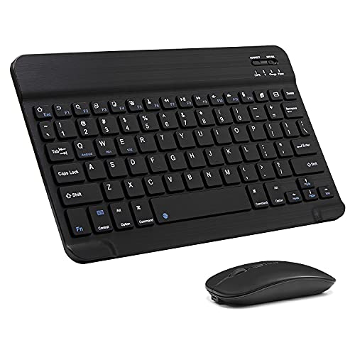 Ultra-Slim Bluetooth Keyboard and Mouse Combo Rechargeable Portable Wireless Keyboard Mouse Set for Apple iPad iPhone iPadOS/iOS 13 and Above Samsung