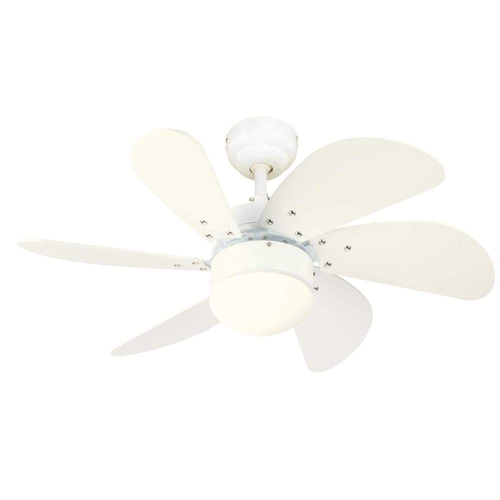 Ciata Lighting Turbo Swirl 30-Inch Ceiling Fan in White Finish with Dimmable LED Light Fixture in Opal Frosted Glass with White Blades