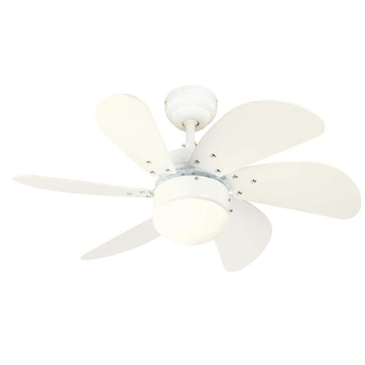 Ciata Lighting Turbo Swirl 30-Inch Ceiling Fan in White Finish with Dimmable LED Light Fixture in Opal Frosted Glass with White Blades