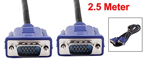 uxcell 2.5 Meter Length 15 Pins Black Male to Male VGA Monitor Extension Cable