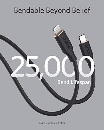 Anker USB C to Lightning Cable, MFi Certified Powerline III Flow Silicone Charging Cable for iPhone 13 13 Pro (Midnight Black, 6ft)
