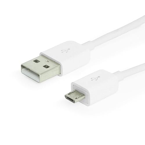 USBGear 6ft USB 2.0 Type-A to Micro-B Cable (White) - High-Speed Data Transfer & Charging - Connects Micro-USB Devices to PC, Mac, or USB Hub