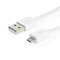 USBGear 6ft USB 2.0 Type-A to Micro-B Cable (White) - High-Speed Data Transfer & Charging - Connects Micro-USB Devices to PC, Mac, or USB Hub