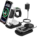 3 in 1 Magnetic Wireless Charging Station for Apple Devices, Fast Foldable Travel Mag-Safe Charger Stand with Night Light for iPhone 17 16 15 14 13 12