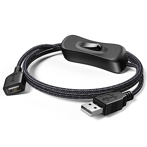 ANDTOBO USB Switch Extension Cable, (Upgraded Data + Power) USB Extension Cord with On/Off Power Switch Cable for LED Strips, iOS System, etc- 3.3 FT