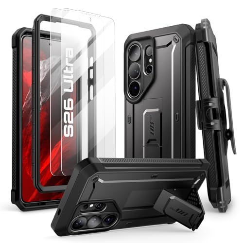 SUPCASE for Samsung Galaxy S26 Ultra Case with Stand & Belt-Clip (Unicorn Beetle Pro), [2 Tempered Glass Screen Protectors & Front Frame]