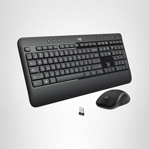 Logitech MK540 Advanced Wireless Keyboard and Mouse Combo for Windows, 2.4 GHz Unifying USB-Receiver, Multimedia Hotkeys, 3-Year Battery Life, for PC, Laptop