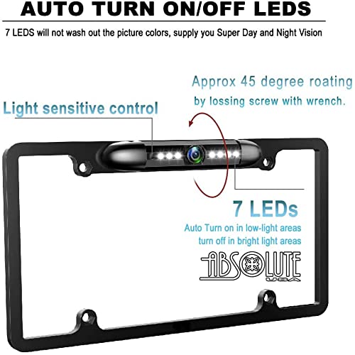 Absolute CAM2100S Chrome License Plate Backup Camera Front Rear View Reverse Camera