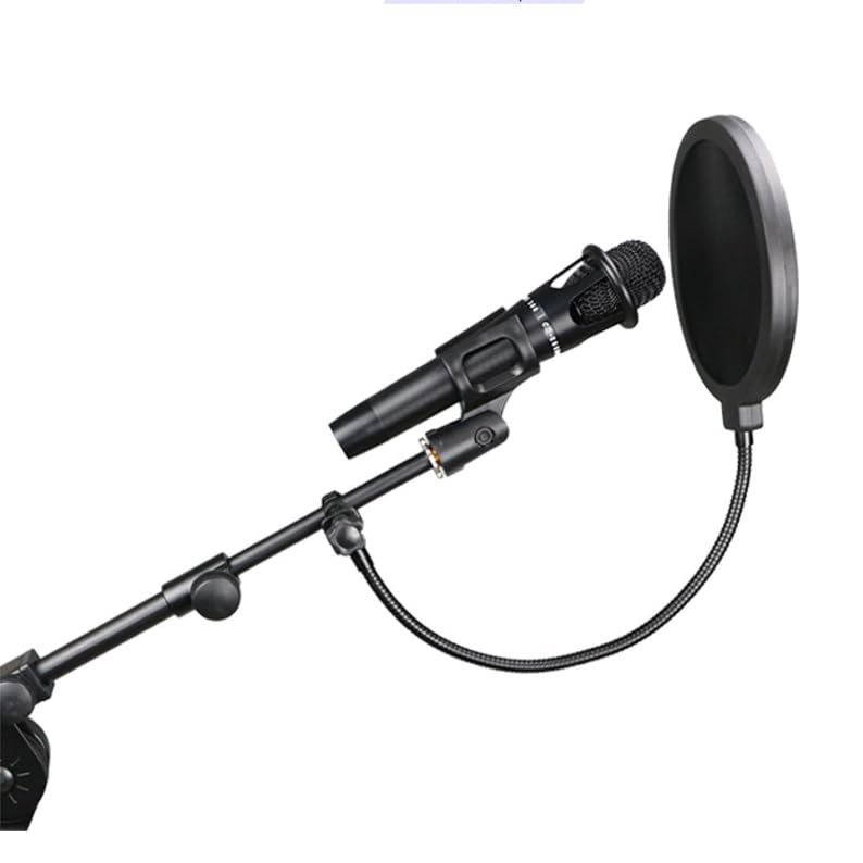 professional microphone windproof and spray proof cover, 6-inch double-layer windproof screen with flexible 360 ° gooseneck clip stabilizing arm