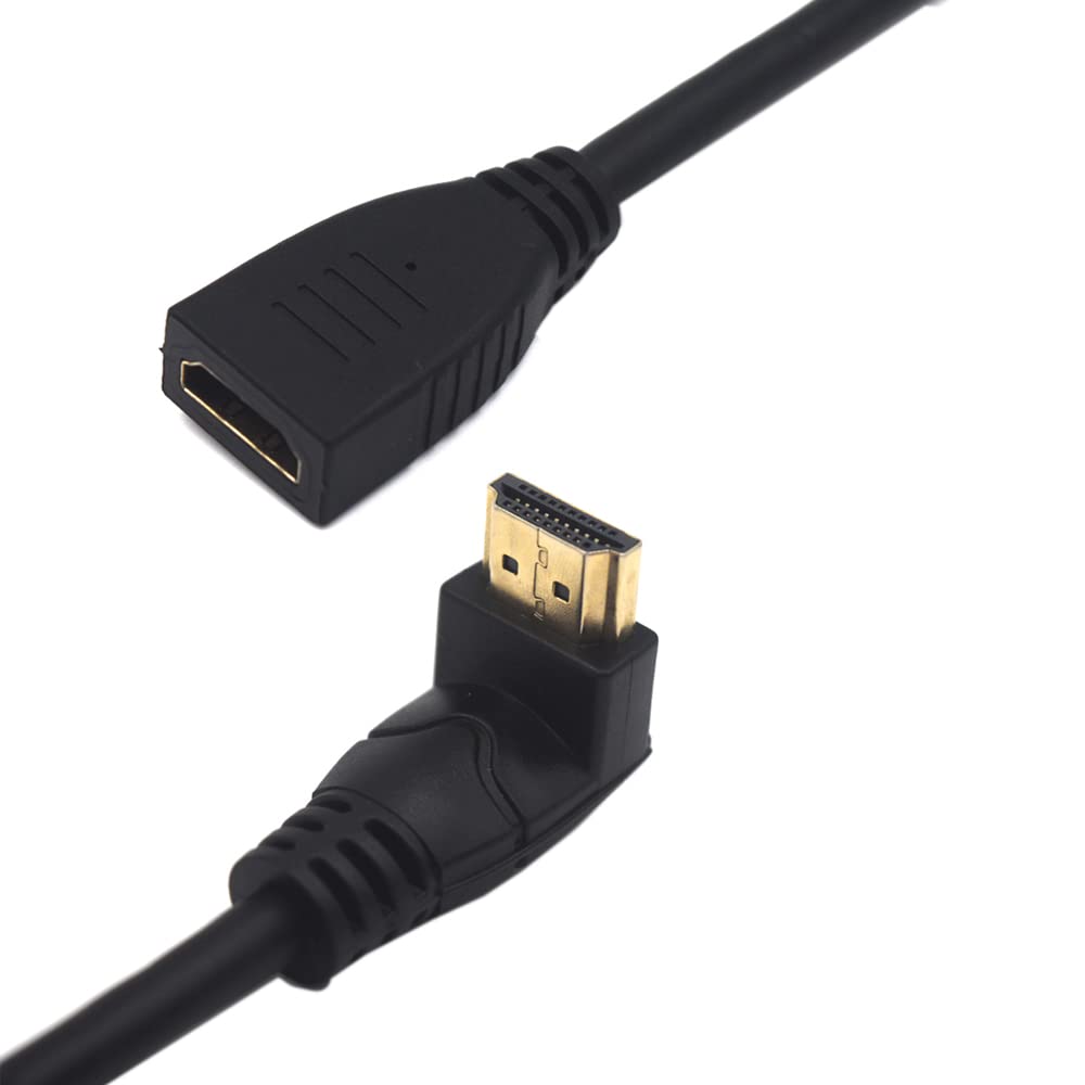 Kework 2ft 18Gbps 4K@60Hz HDMI Extension Cable, Up Angle HDMI 2.0 Male to Female Extender Adapter HD High Speed Shield Cord for Xbox HDTV PS4 PS5