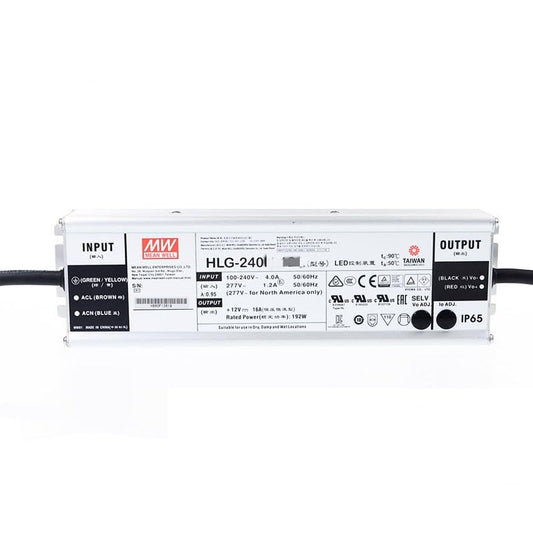 Mean Well HLG 240W 12V 16A LED Driver， HLG-240H-12AB Switching Power Supply Converter Transformer with IP65, PFC, Constant Voltage/Current,3 in 1…