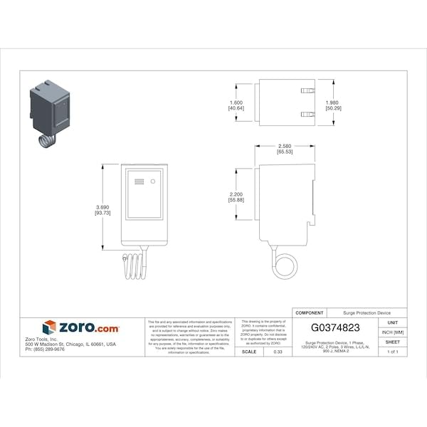 Square D 1 Phase Surge Protection Device, 120/240VAC
