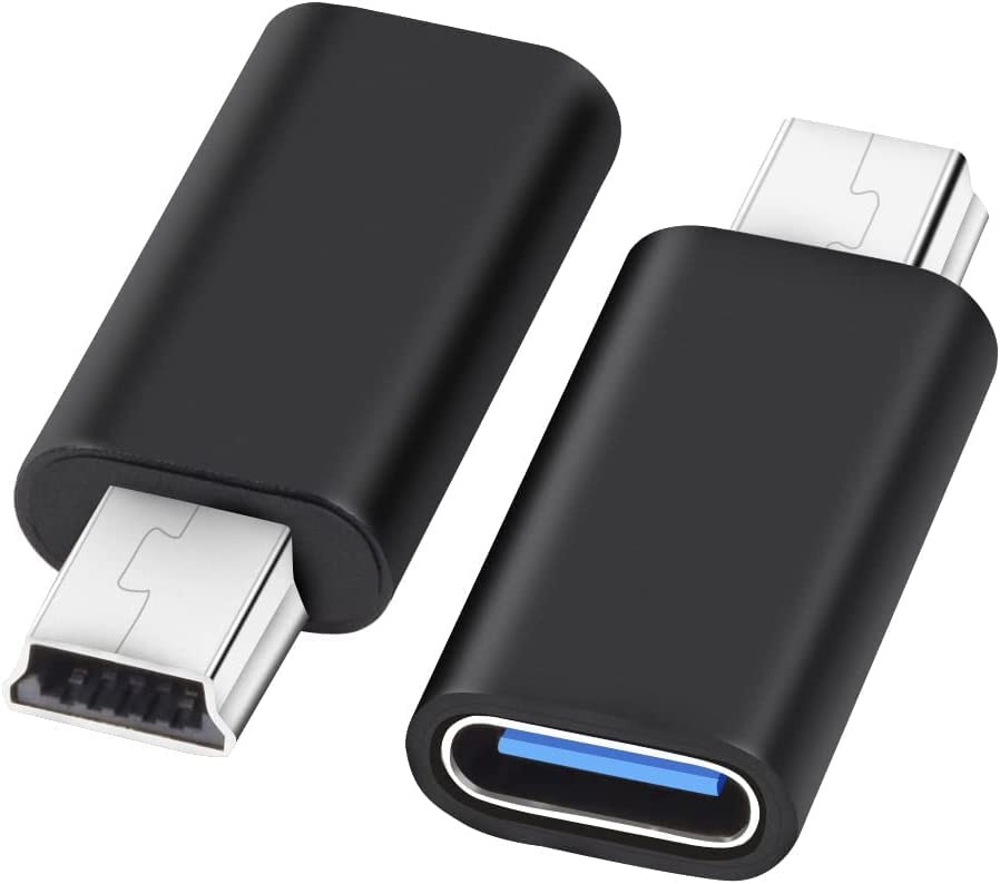 leizhan USB C to Mini USB Adapter, 2 Pack, USB-C Female to Mini USB 2.0 Male Adapter, Compatible with Laptops/Tablets, MP3 Players, Digital Cameras…
