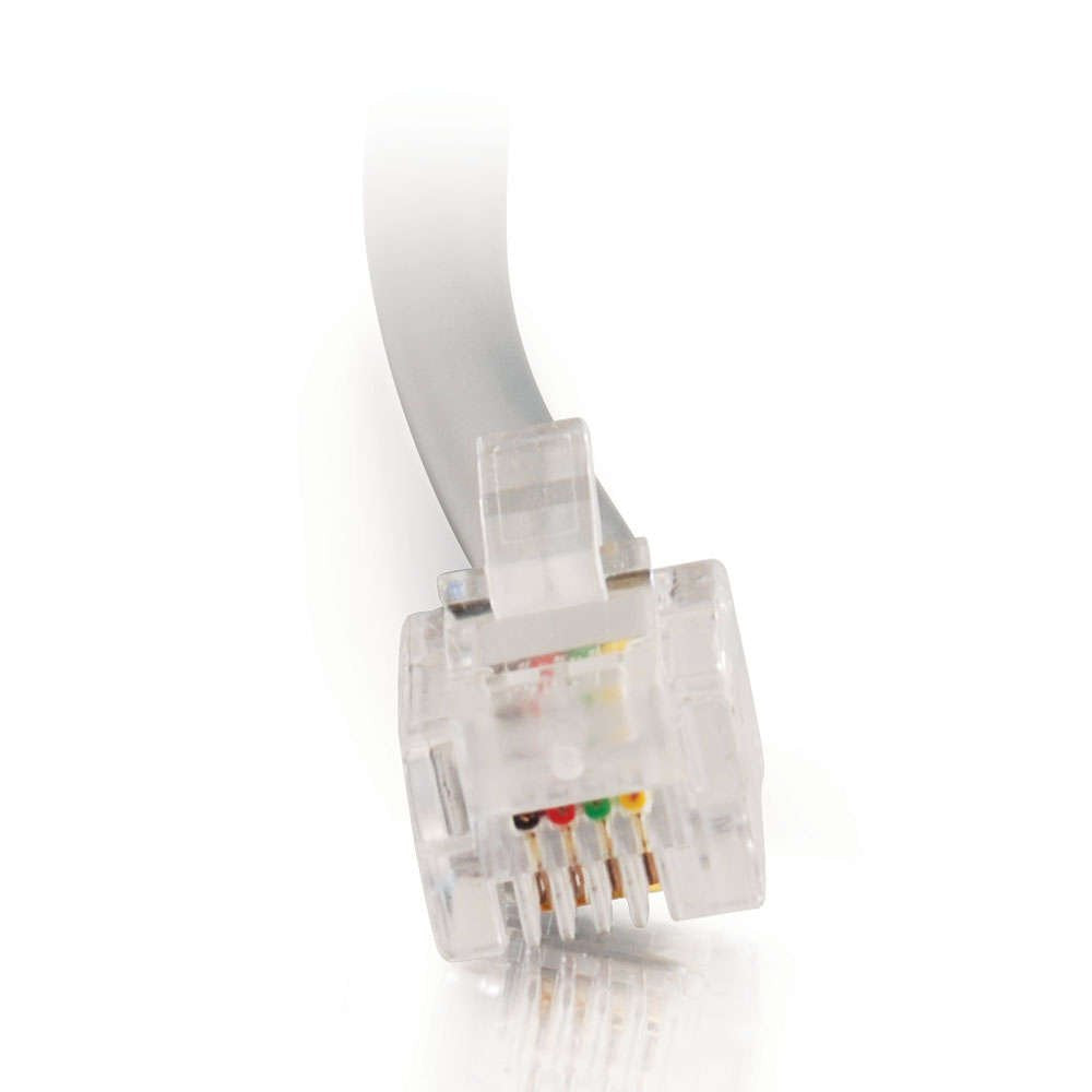 C2G RJ11 Modem Cable, Ethernet Network Cable, Silver Telephone Cable, 7 Foot DSL Cable, C2G 02970