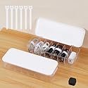 Asonen Cable Organizer Box with 14 Wire Ties and 6 Magnetic Cable Clips, Desktop Cord Management Box with Dividers and Lid for Home Office Storage