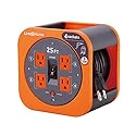Link2Home Cord Reel 25 ft. Extension Cord 4 Power Outlets - 16 AWG SJT Cable.
