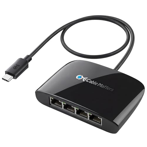 Cable Matters USB C to 4-Port Gigabit Ethernet Switch, TB5/TB4 Compatible