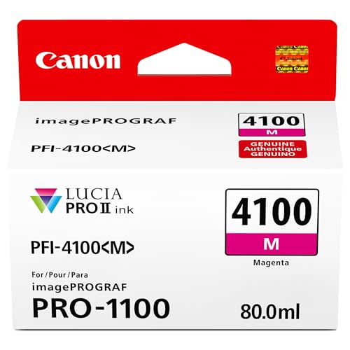 Canon PFI-4100 Genuine Magenta Ink Tank, Compatible with imagePROGRAF PRO-1100 Printers