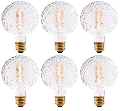 Vintage LED Edison Bulb G30 4W Dimmable LED Filament Bulb Globe Pineapple Shaped Light Bulb 2300K Warm White E26 400LM Equivalent 40W Incandescent