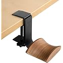 Jcurycke Headphone Holder with 6cm Wide Walnut Headrest,Adjustable Clamp-on Headset Stand Desk Headset Holder for Over Ear and Gaming
