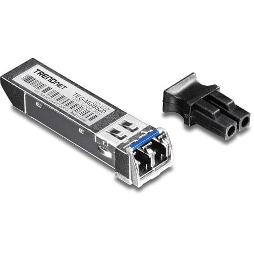 TRENDnet SFP Single Mode LC Module (20km/ 12.4 mi), TEG-MGBS20, Data Rates up to 1.25Gbps, 1310nm Single Mode, IEEE 802.3z Gigabit Ethernet, ANSI