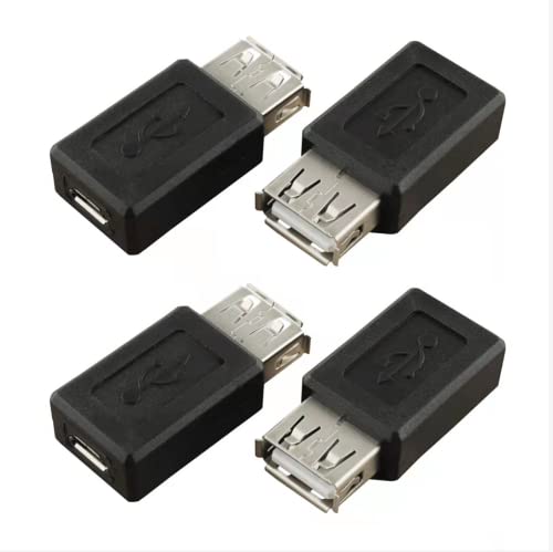 SJZBIN 4-Pack USB A Female to USB Micro Female Adapter, USB 2.0, Black