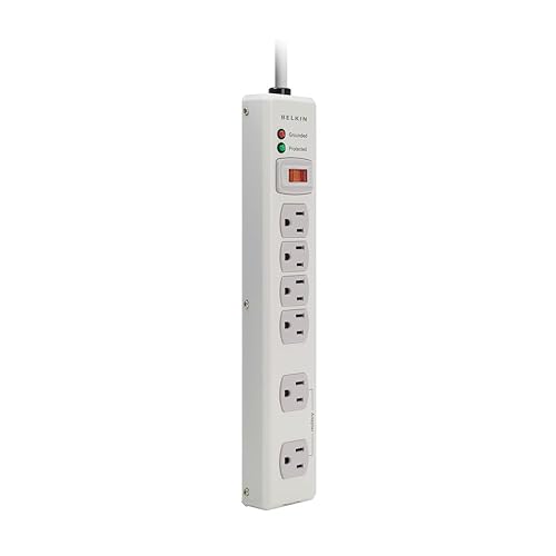 Belkin 6-Outlet Metal Power Strip Surge Protector, 6ft, Beige