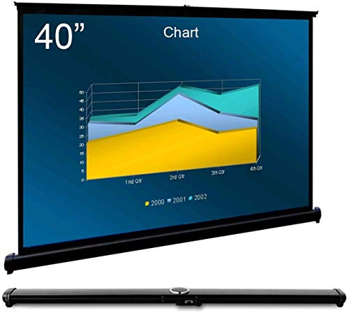 Cocar P1-SN40 40 inch Portable Projection Screen for Mini/Professional LED/LCD/DLP Projector Self Standing Pull-Out Style Indoor Outdoor Home Cinema