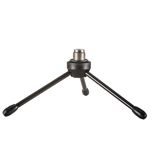 LYRCRO Desktop Desk Foldabe Tripod Microphone Stand with Non-slip Feet,Durable Iron Construction,Ideal for Podcasts, Online Chat, Conferences